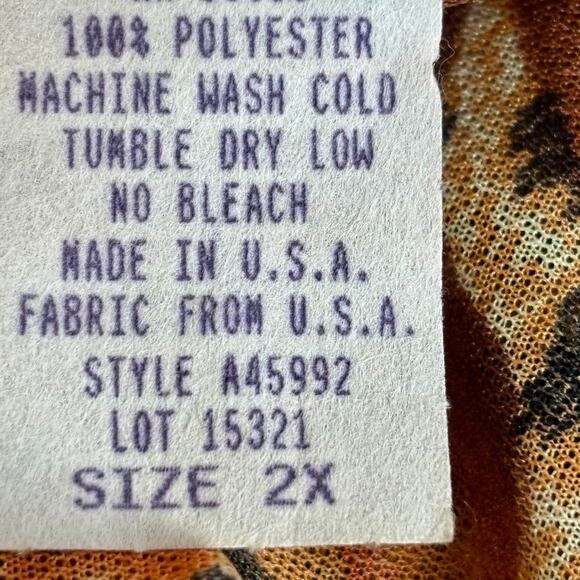 Vintage Leopard Rose Dark Floral Animal Print Button Up Sheer Blouse Plus 2X USA - Picture 9 of 11